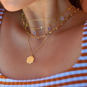 Gold vermeil coin pendant Roman necklace